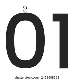 Binary code black and white 2D line cartoon object. Software development. Coding process isolated vector outline item. Data encryption with zero and one digits monochromatic flat spot illustration
