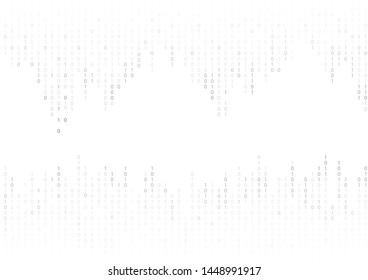 Binary code black and white background with digits on screen.Digital technology wallpaper. Cyber data, decryption and encryption. Hacker background concept.