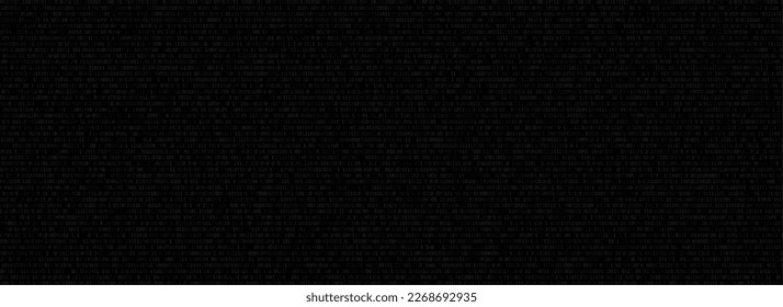 Binary code black and white background with two binary digits, 0 and 1 isolated on black background. Algorithm Binary Data Code, Decryption and Encoding. Security protection. Vector illustration.