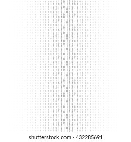 Binary code black and white background with two binary digits, 0 and 1 isolated on a white background. Halftone vector illustration.