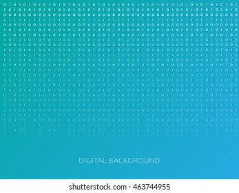 Binary code black and white background with digits on screen eps10