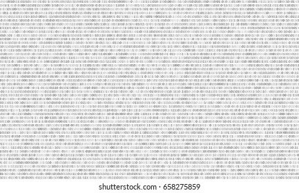 Binary code black and white background with two binary digits, 0 and 1 isolated on a white background. Algorithm Binary Data Code, Decryption and Encoding. Vector illustration.