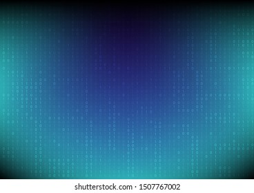 Binary code blue background with digits on screen.Digital technology wallpaper. Cyber data, decryption and encryption. Hacker background concept.