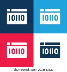 Binary Code blue and red four color minimal icon set