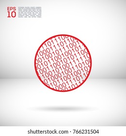 Binary code in a circle line vector icon