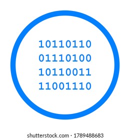 Binary code and circle on white