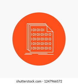 Binary, code, coding, data, document White Line Icon in Circle background. vector icon illustration