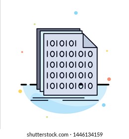 Binary, code, coding, data, document Flat Color Icon Vector