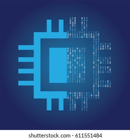 Binary code computer chip symbol online technology background
