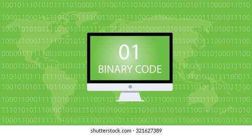 binary code computer desktop and 01 10 number