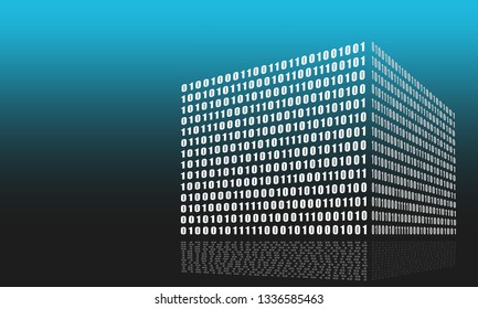 Binary code concept. Algorithm binary, data code, decryption and encoding, row matrix