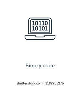 Binary code concept line icon. Linear Binary code concept outline symbol design. This simple element illustration can be used for web and mobile UI/UX.