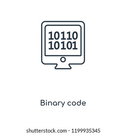 Binary code concept line icon. Linear Binary code concept outline symbol design. This simple element illustration can be used for web and mobile UI/UX.