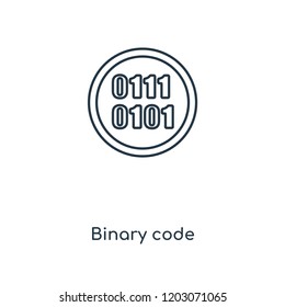 Binary code concept line icon. Linear Binary code concept outline symbol design. This simple element illustration can be used for web and mobile UI/UX.