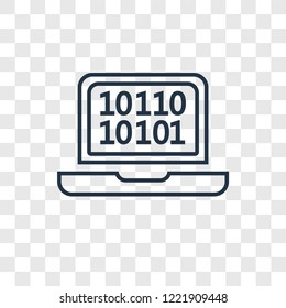 Binary code concept vector linear icon isolated on transparent background, Binary code concept transparency concept in outline style