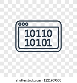Binary code concept vector linear icon isolated on transparent background, Binary code concept transparency concept in outline style