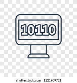 Binary code concept vector linear icon isolated on transparent background, Binary code concept transparency concept in outline style