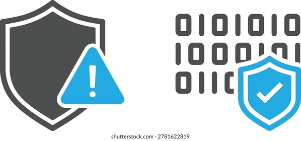 Binary code cube with glowing data inside on dark background vector illustration