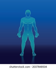 Binary code cyber man -digital  human silhouette composed with ones and zeros - symbol for artificial intelligence, cybernetics, bionics robotics or super intelligence. Vector illustration.
