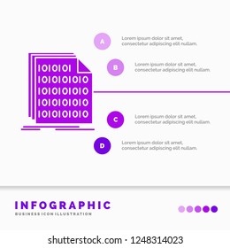 Binary code data. Document coding concept, Infographics Template for Website and Presentation. Glyph Purple icon infographic style vector illustration.