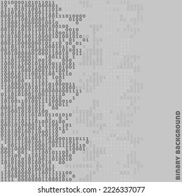 Binary code. Data transfer in digital form. Grey vector graphic background