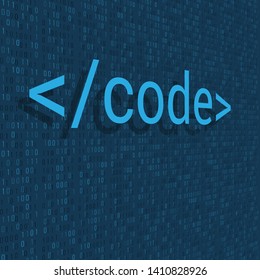 Binary code digital technology background. Computer data by 0 and 1. Algorithm Binary Data Code, Decryption and Encoding. Vector illustration.