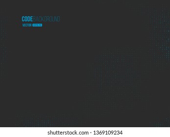 Binary code digital technology concept. Zero one matrix black background with blue . Vector illustration.