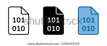 Binary code document icons for digital data and software programming