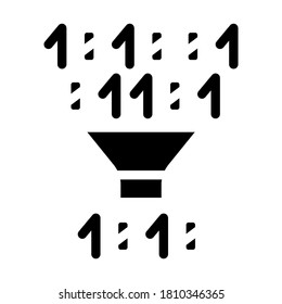 binary code filtration glyph icon vector. binary code filtration sign. isolated contour symbol black illustration