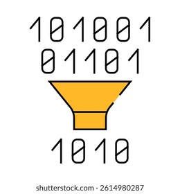 binary code filtration line icon vector. binary code filtration sign. isolated symbol illustration