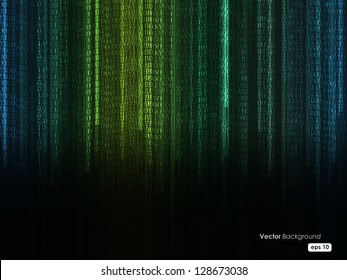 Binary code flowing over a background. Digital illustration.