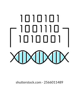 binary code genetic information color icon vector. binary code genetic information sign. isolated symbol illustration