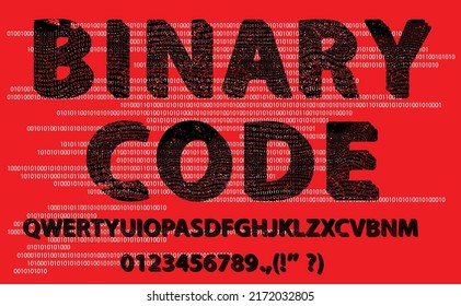 Binary code .Glitch distorted font . Textured alphabet .Minimal art design . Trendy defect error typography . Glitched text .Broken effect lettering .vector 