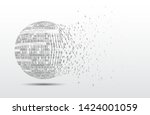 Binary code globe. Technology planet. Big data. Global network. Artificial intelligence. From chaos to system. 