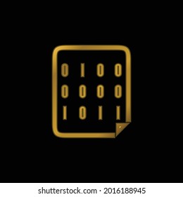 Binary Code gold plated metalic icon or logo vector
