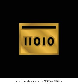Binary Code gold plated metalic icon or logo vector