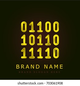 Binary Code golden metallic logo