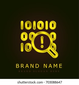 Binary code golden metallic logo