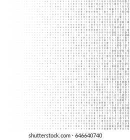 Binary code halftone background. Zero and one abstract symbols. Coding programming concept vector illustration.