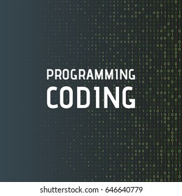 Binary code halftone background. Zero and one abstract symbols. Coding programming concept vector illustration.