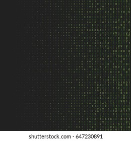 Binary code halftone background. Zero and one abstract symbols. Coding programming concept vector illustration.