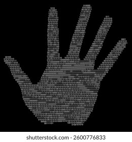Binary code hand pint, vector logo	
