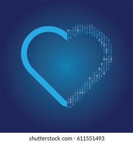 Binary code heart symbol online dating background