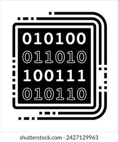 Binary Code Icon, Base 2, Two Digit 1, 0 Numeric System Computer Processor Instruction, Data System, True False Boolean Logic Vector Art Illustration