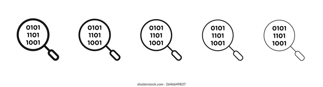 Binary code icon black and white vector sign