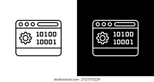 Binary Code icon black and white outline.
