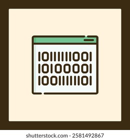 Binary Code Icon: Digital Data Stream in Browser Window