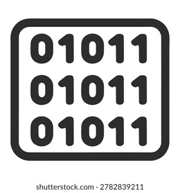 Binary code icon, digital data stream symbol, computer programming concept, vector illustration isolated on white background