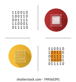 Binary code icon. Flat design, linear and color styles. Digital data. Computing. Isolated vector illustrations