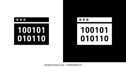Binary code icon Flat vector set outline